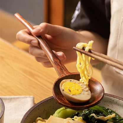 New Long Handle Ramen Wooden Spoon – Japanese Kitchen Cooking Utensil Large Soup Ladle
