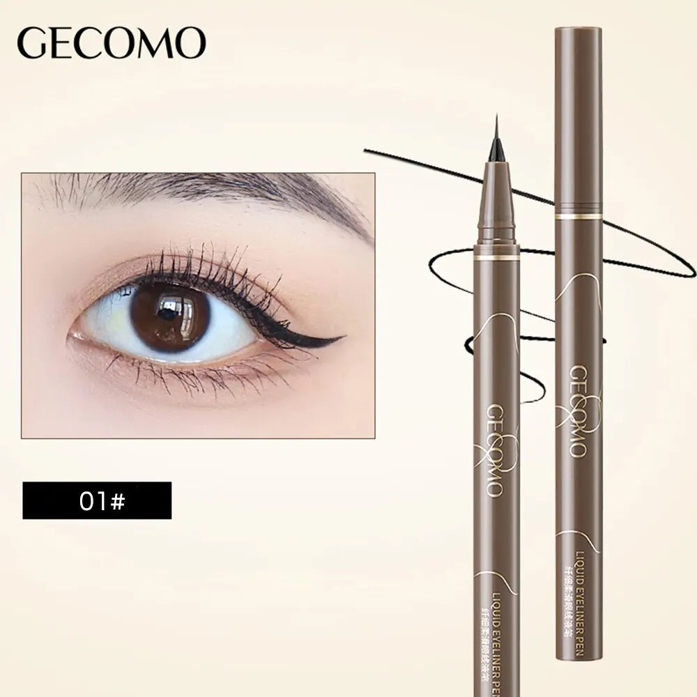 GECOMO 0.01mm Liquid Eyeliner – Super Slim, Waterproof, Quick-Dry, Long-Lasting & No-Smudge Pencil
