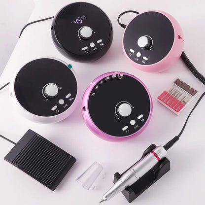 Professional 45000RPM Electric Nail Drill Machine – Manicure Sander for Gel & Cuticle Removal, White/Pink/Purple