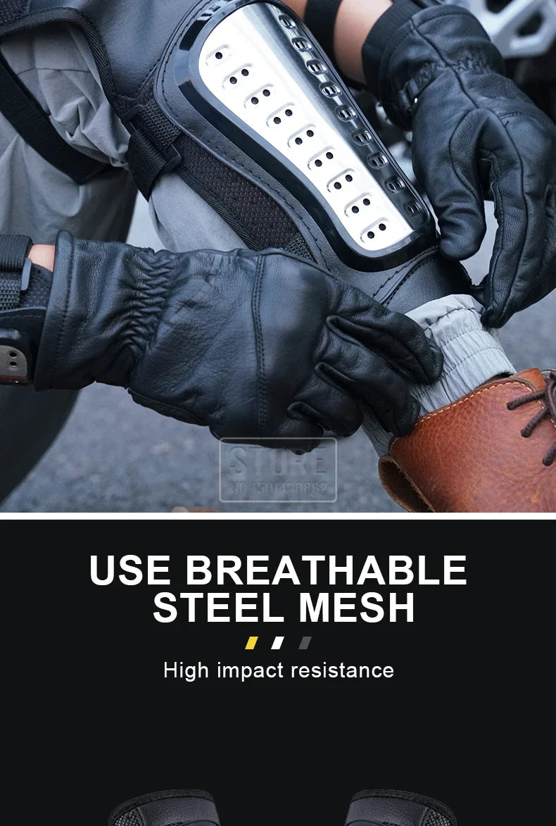 4PCS Motorcycle Knee & Elbow Pads Set — Stainless Steel Motocross Racing Protective Gear Kit