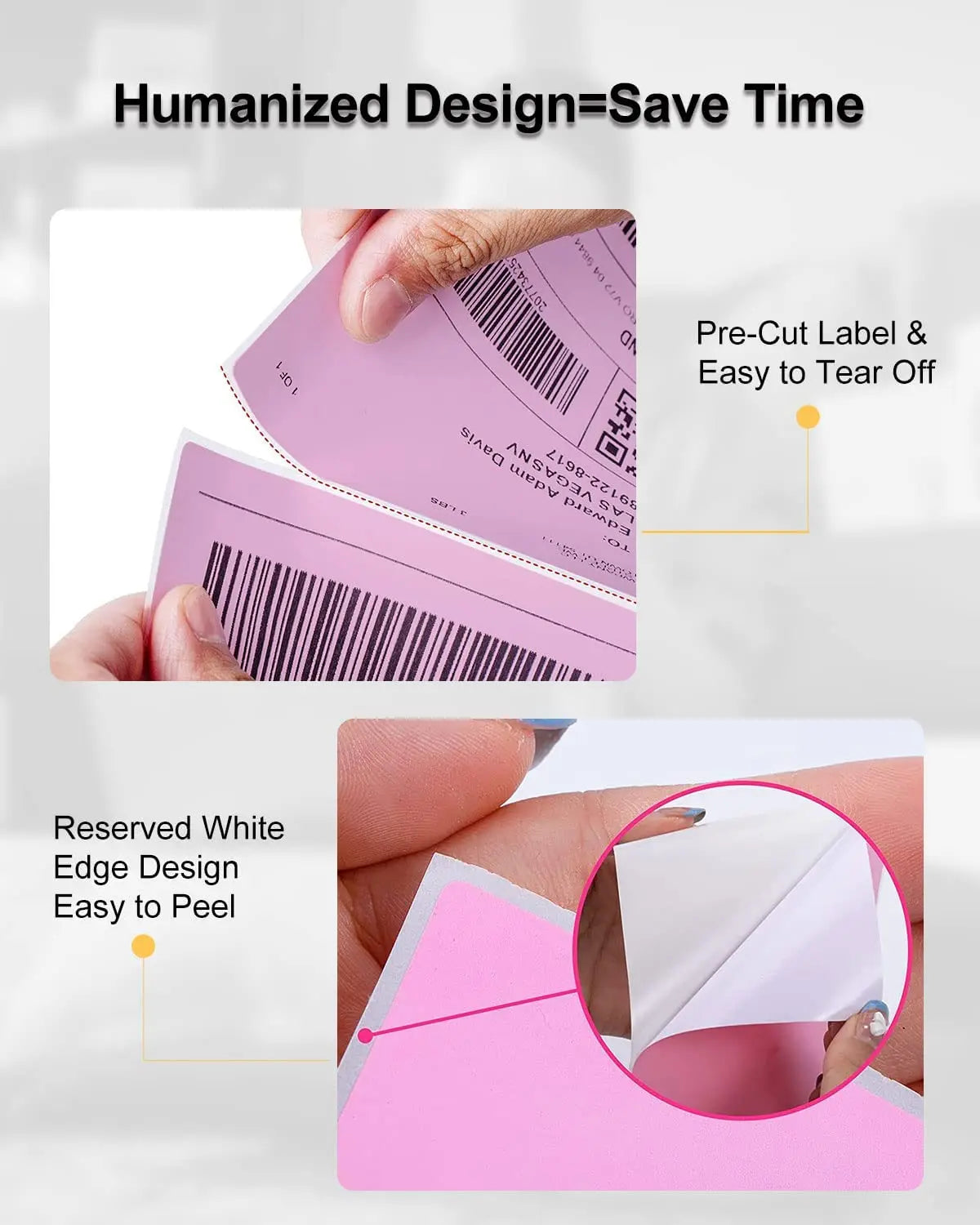 Phomemo 4x6 Thermal Shipping Labels – 500PCS Purple Fanfold Direct Thermal Labels, BPA-Free for Mailing Printer