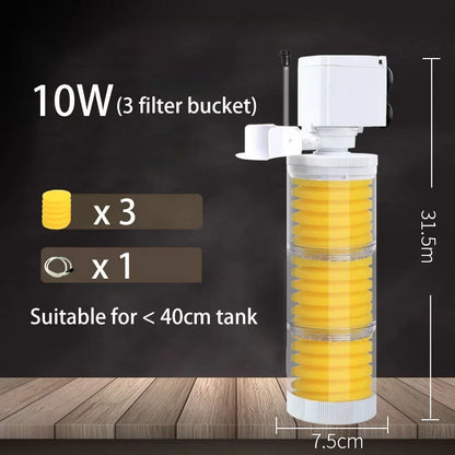 220V Silent Aquarium Filter – Submersible Water Pump with Bio Sponge, Skimmer & Waves Maker for Turtle & Fish Tanks