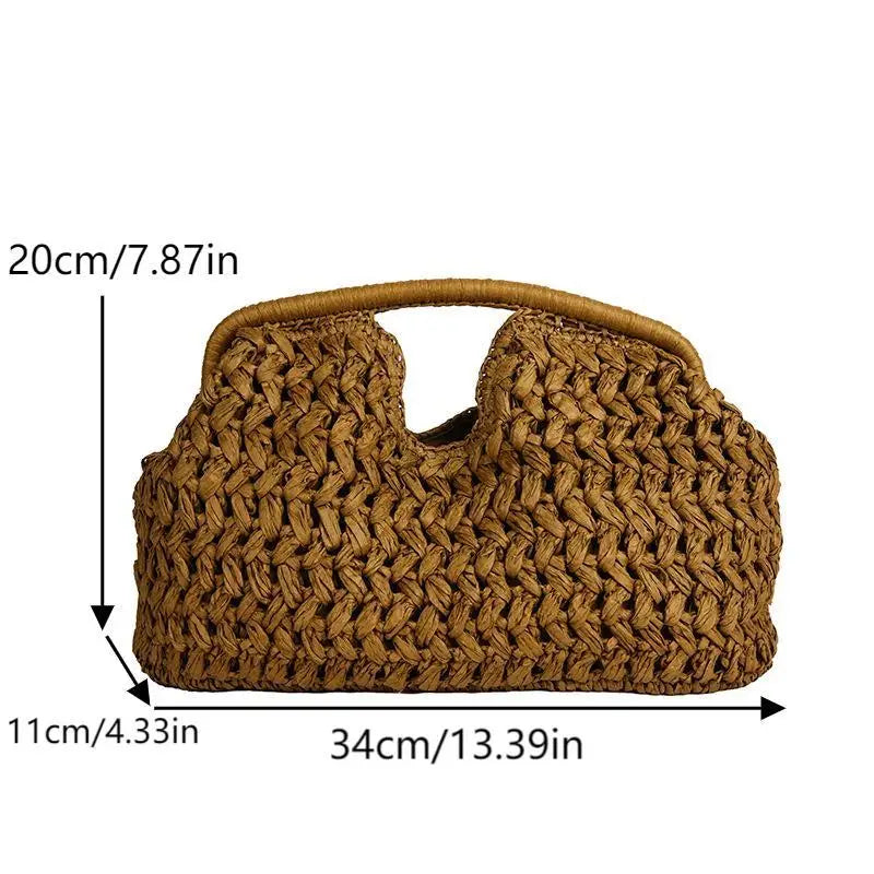 Fashion Elegant Woven Handbag — Female Beach Straw Underarm Bag, Versatile Shoulder & Evening Bag for Women Gifts