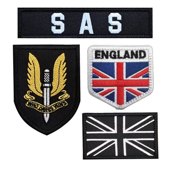 England Flag Embroidered Arm Badge – SAS Special Air Service Hook & Loop Patch, Task Force 141 Tactical Cloth Emblem Stickers