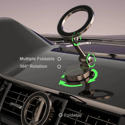 Car Magnetic Folding Phone Holder - 360° Rotation, Suction Cup Mount, Anti-Shake Bracket for Navigation