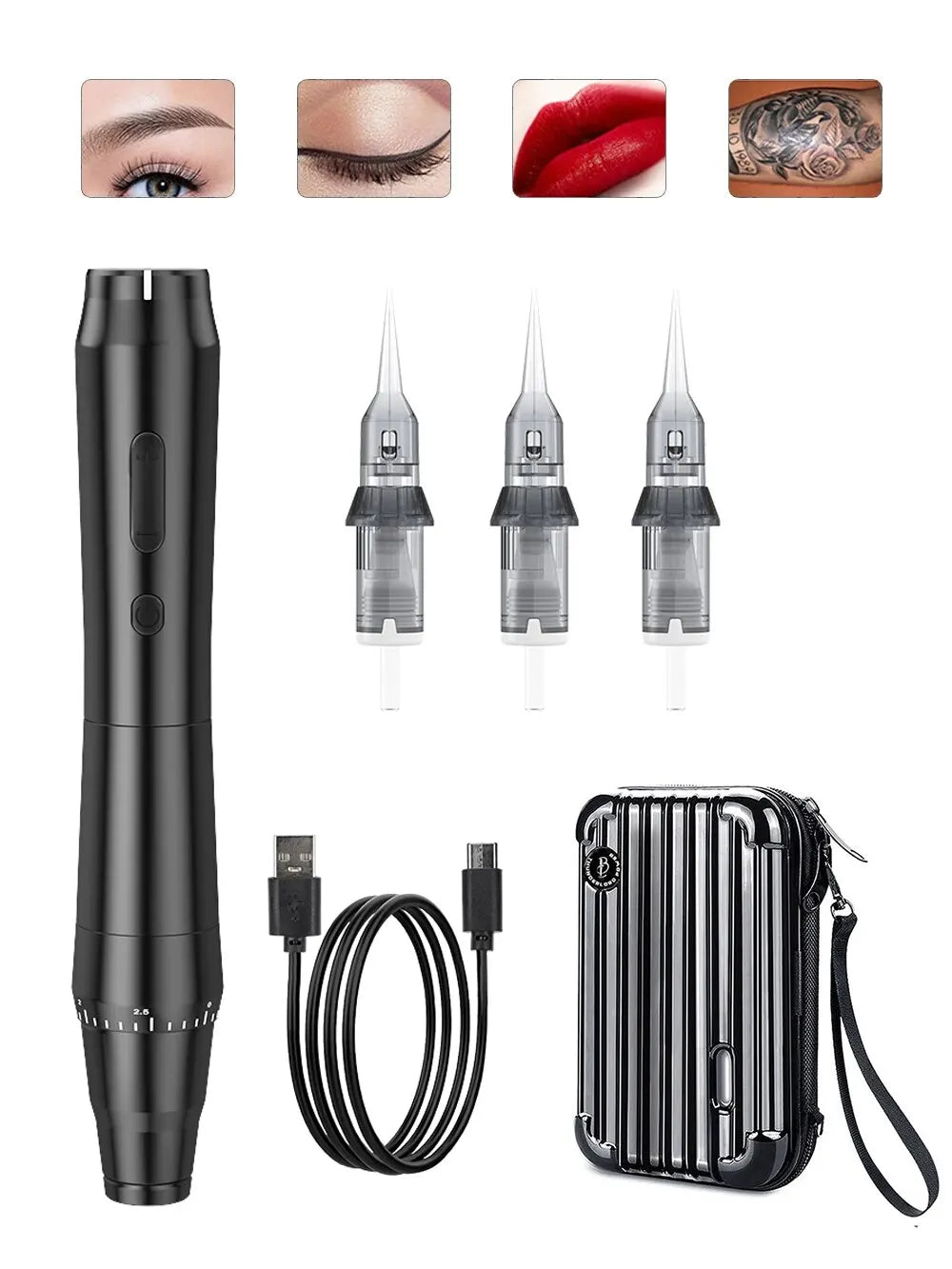 New Wireless Rotary Tattoo Machine – German Motor Pen with 1200mAh Battery, Fast Charge & 3.5mm Stroke