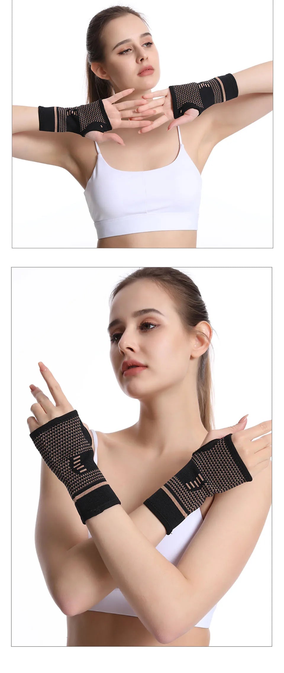 Copper Fiber Wrist Brace — Elastic Sport Bandage Wristband for Hand Support, Gym, Tennis, Fitness, and Powerlifting