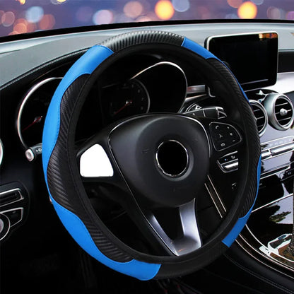 PU Leather Car Steering Wheel Cover — Breathable, Anti-Slip, 37-38cm Universal Car Accessory