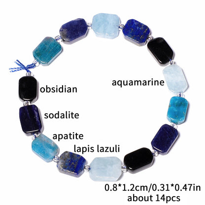 Natural Gemstone Rectangle Beads - 8x12mm Amethyst Citrine Lapis Lazuli Spacer Beads for DIY Jewelry Making & Bracelets
