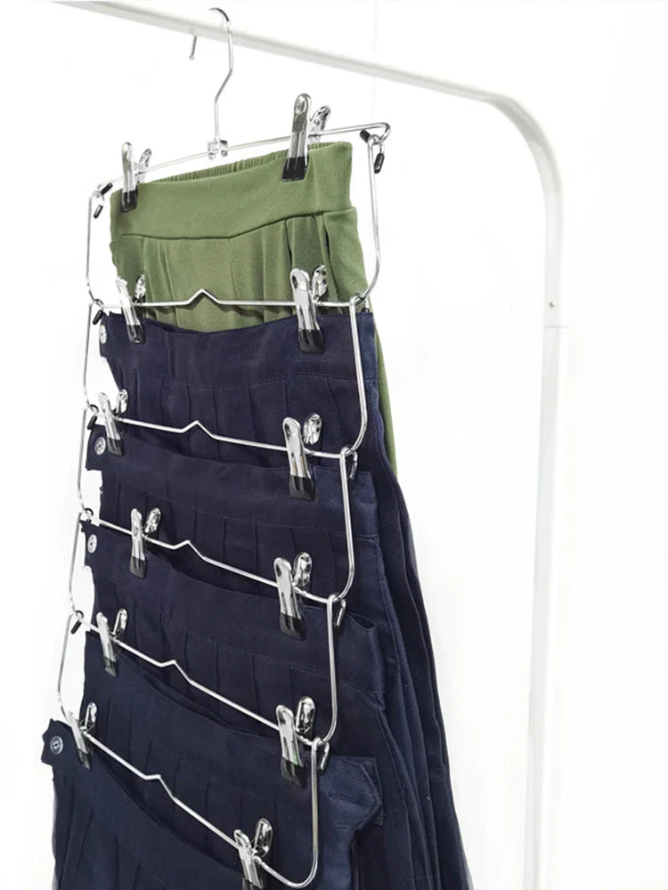 Multi-Functional Folding Multi-Layer Pants Rack – Anti-Slip Seamless Wardrobe Hanger for Home Storage