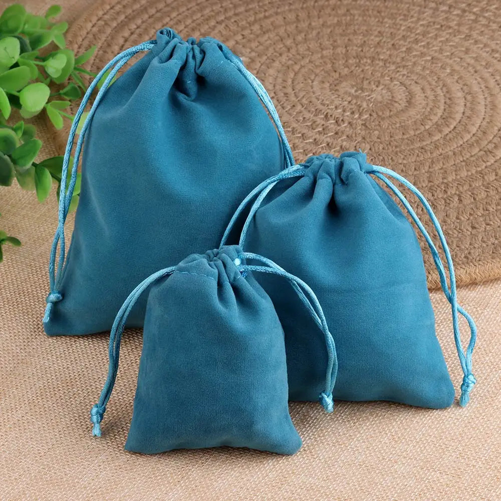 10pcs 5x7cm Mixed Color Velvet Gift Bags | Soft Velvet Drawstring Pouches for Christmas Jewelry Packaging