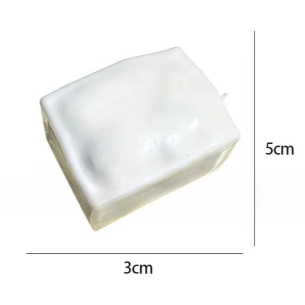 Tofu-Shaped ASMR Stress Relief Toy - Squishy Sensory Fidget Toy with Satisfying Sounds