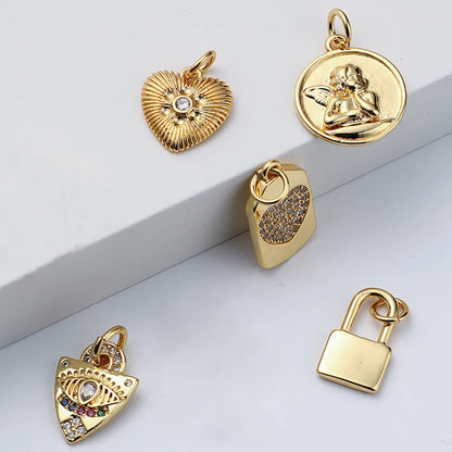 Gold Color Heart, Eye & Star Charms for Jewelry Making – DIY Angel Evil Eye Pendants for Earrings & Necklaces