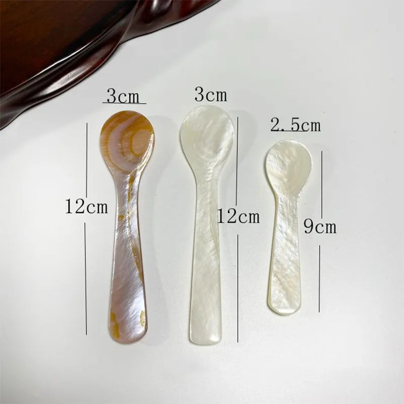 Mother of Pearl Shell Spoon 9-13CM — Natural Seashell Stirring Spoon for Coffee & Desserts