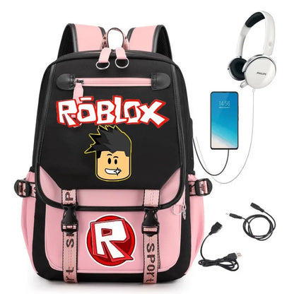Roblox Creative School Backpack – Double Zipper Cartoon Bag for Boys & Girls, Orthopedic Durable Student Backpack, Kids Gift
