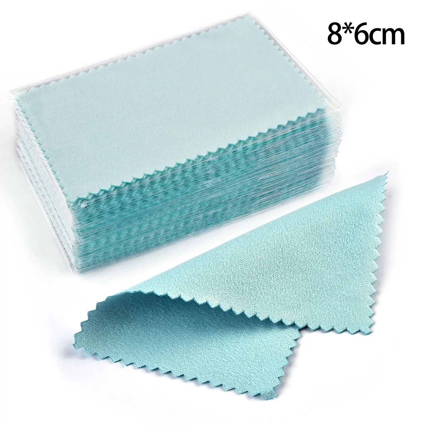 50pcs Silver Polishing Cloths – Soft Cleaning Wipes for Necklaces, Rings & Jewelry Care (10x6.5cm & 8x8cm)