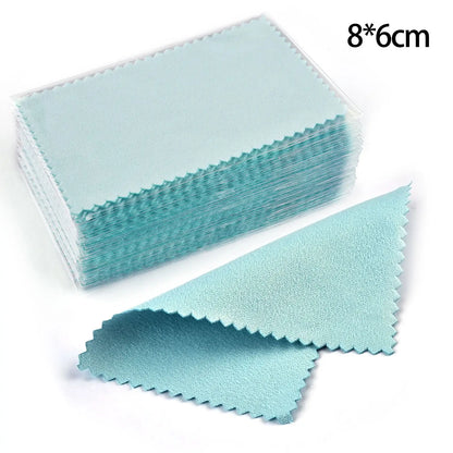 50pcs Silver Polishing Cloths – Soft Cleaning Wipes for Necklaces, Rings & Jewelry Care (10x6.5cm & 8x8cm)