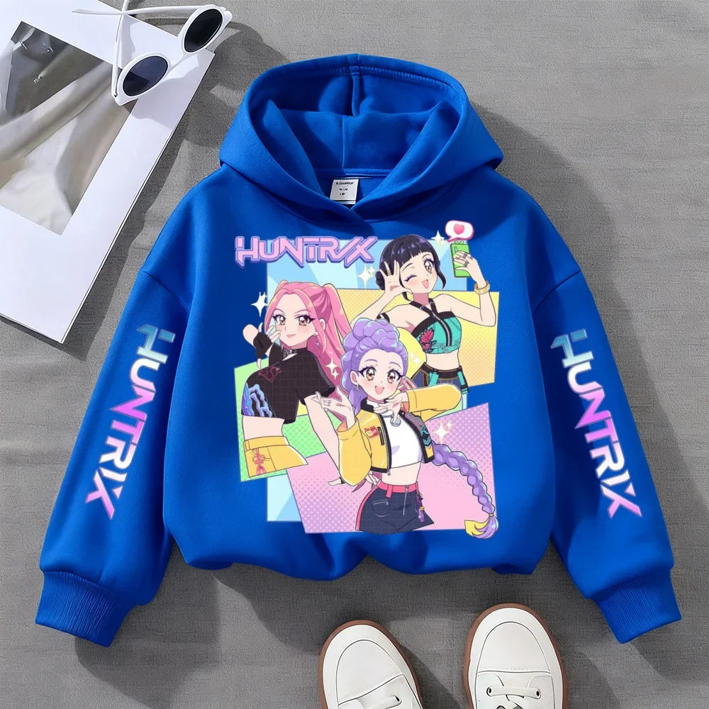 KPop Devil Hunter Printed Kids Hoodie – Autumn & Winter Warm Casual Sweatshirt for Boys & Girls