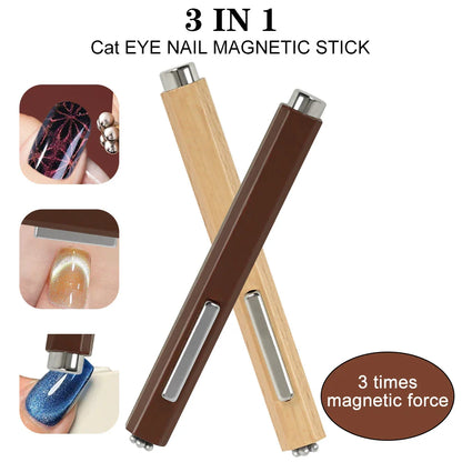 3-in-1 Magnetic Cat Eye Nail Stick – 130mm Multifunctional Gel Polish Magnet Pen with Strong Cylinder Design