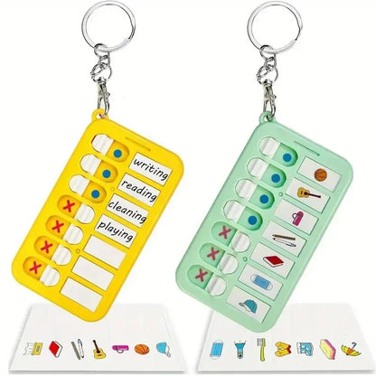 Kids Self-Discipline Checklist Memo Board – Daily Planner To-Do List with Detachable Keychain, Korean Stationery Task Board