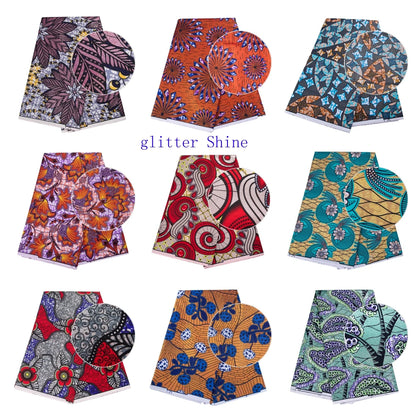 Nigerian Golden Super Ankara Fabric - Glitter Wax Batik Print for Sewing & Crafts