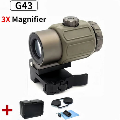 Tactical Magnifier Scope - G33/G43/G45 3X 5X Flip Mount Sight Accessory for Airsoft & Hunting