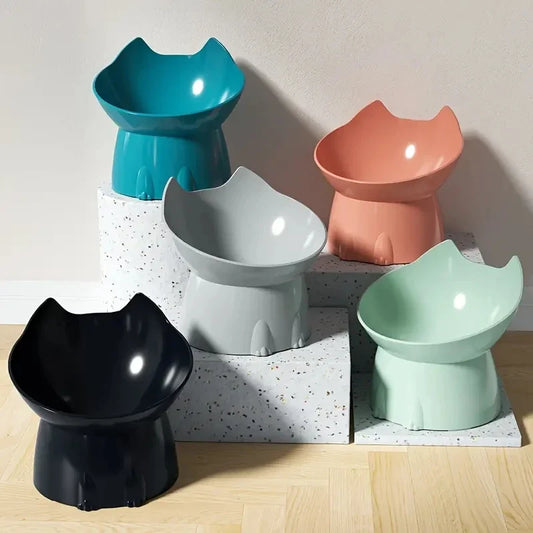 Elevated Cat Bowl - Anti-Tip Raised Pet Feeding Dish with Tilted Edge and Neck-Friendly Design