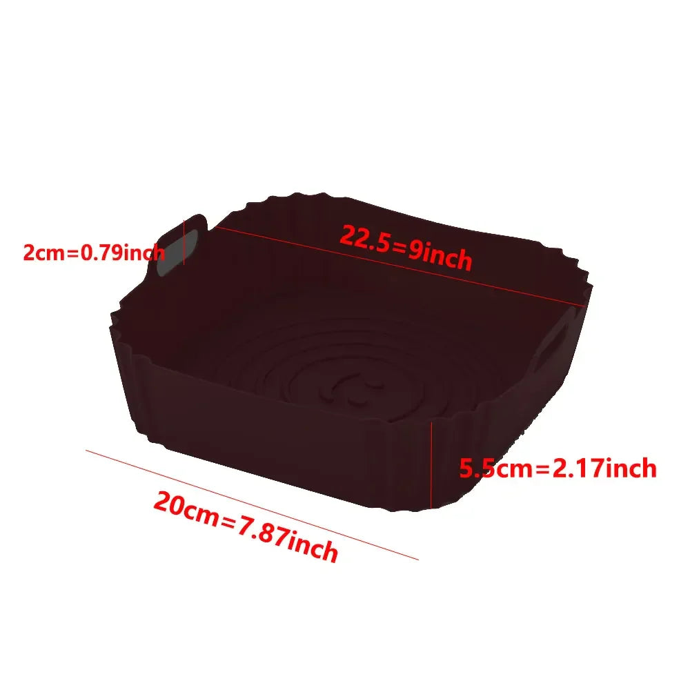 Silicone Air Fryers Oven Baking Tray - Pizza Fried Chicken Airfryer Silicone Basket, Reusable Airfryer Pan Liner Accessories