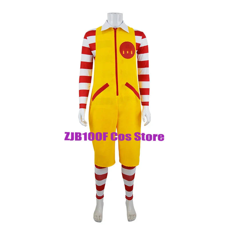 M Uncle Clown Cosplay Costume — Yellow Fast-Food Jumpsuit for Kids & Parent-Child Halloween, Christmas, Anime Role Play