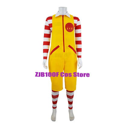 M Uncle Clown Cosplay Costume — Yellow Fast-Food Jumpsuit for Kids & Parent-Child Halloween, Christmas, Anime Role Play