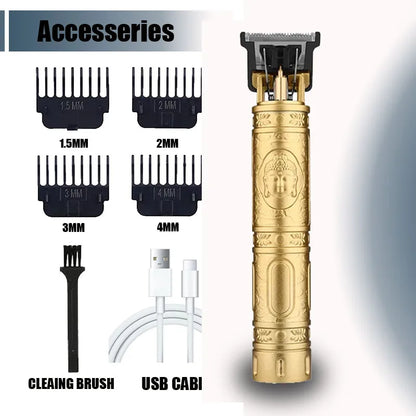 Vintage T9 Electric Hair Clipper, Rechargeable Professional Men’s Hair Cutting Machine, Barber Shaver & Beard Trimmer Tool