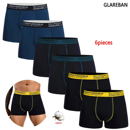 6-Pack Men’s Black Boxer Shorts – Soft Breathable Cotton Underwear Set, Comfortable Everyday Male Boxers Briefs 2024 Style
