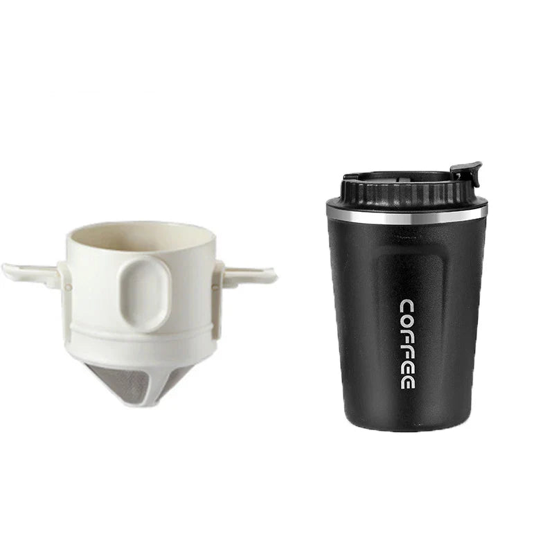 304 Stainless Steel Portable Coffee Filter – Reusable Drip Coffee Tea Holder Mug Set with Coffee Pot & Dripper