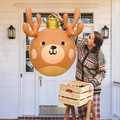 Inflatable Antler Christmas Ball – Giant PVC Ornament for Xmas Tree Decoration and Holiday Gifts