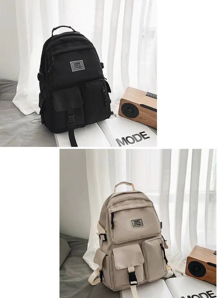 Multi-Pocket Nylon Backpack — Large-Capacity School & Computer Bag for Men & Women
