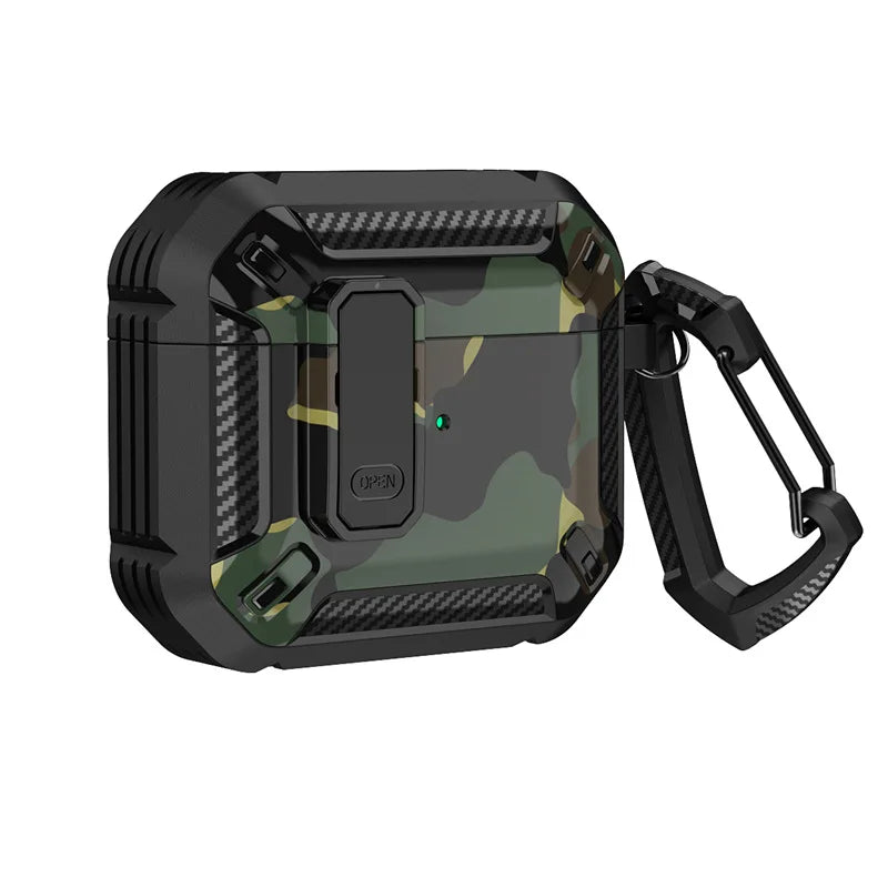 Carbon Fiber AirPods Case for Pro 1/2 & AirPods 3 – Shockproof Headset Cover with Switch Design for Men