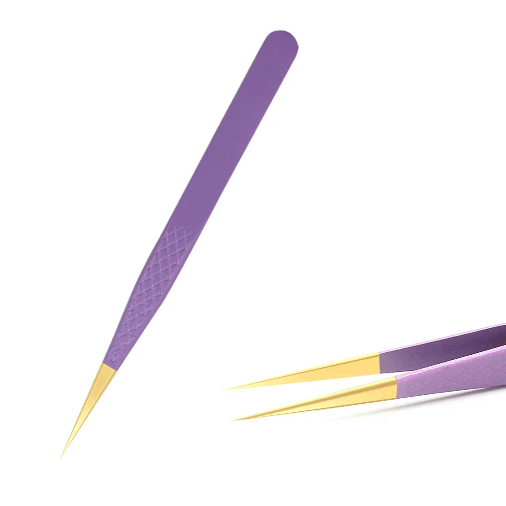AILEISHI Eyelash Tweezers — Stainless Steel High Precision Anti-Static Extension Tool