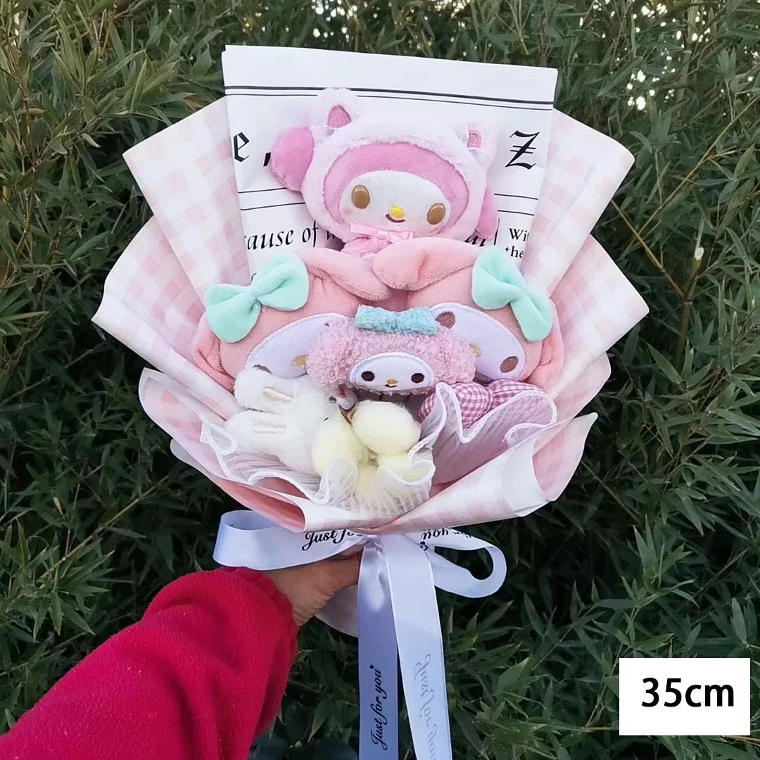 Hello Kitty Plush Bouquet — Anime Rose Soap Flowers for Wedding & Home Decor