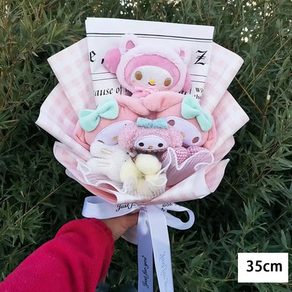 Hello Kitty Plush Bouquet — Anime Rose Soap Flowers for Wedding & Home Decor