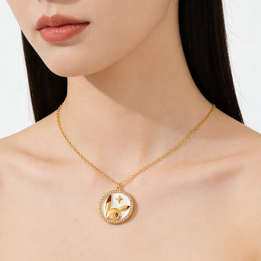 Pikachu Anime Metal Pendant Necklace - Cute Kawaii Y2K Cartoon Jewelry Gift for Boys & Girls