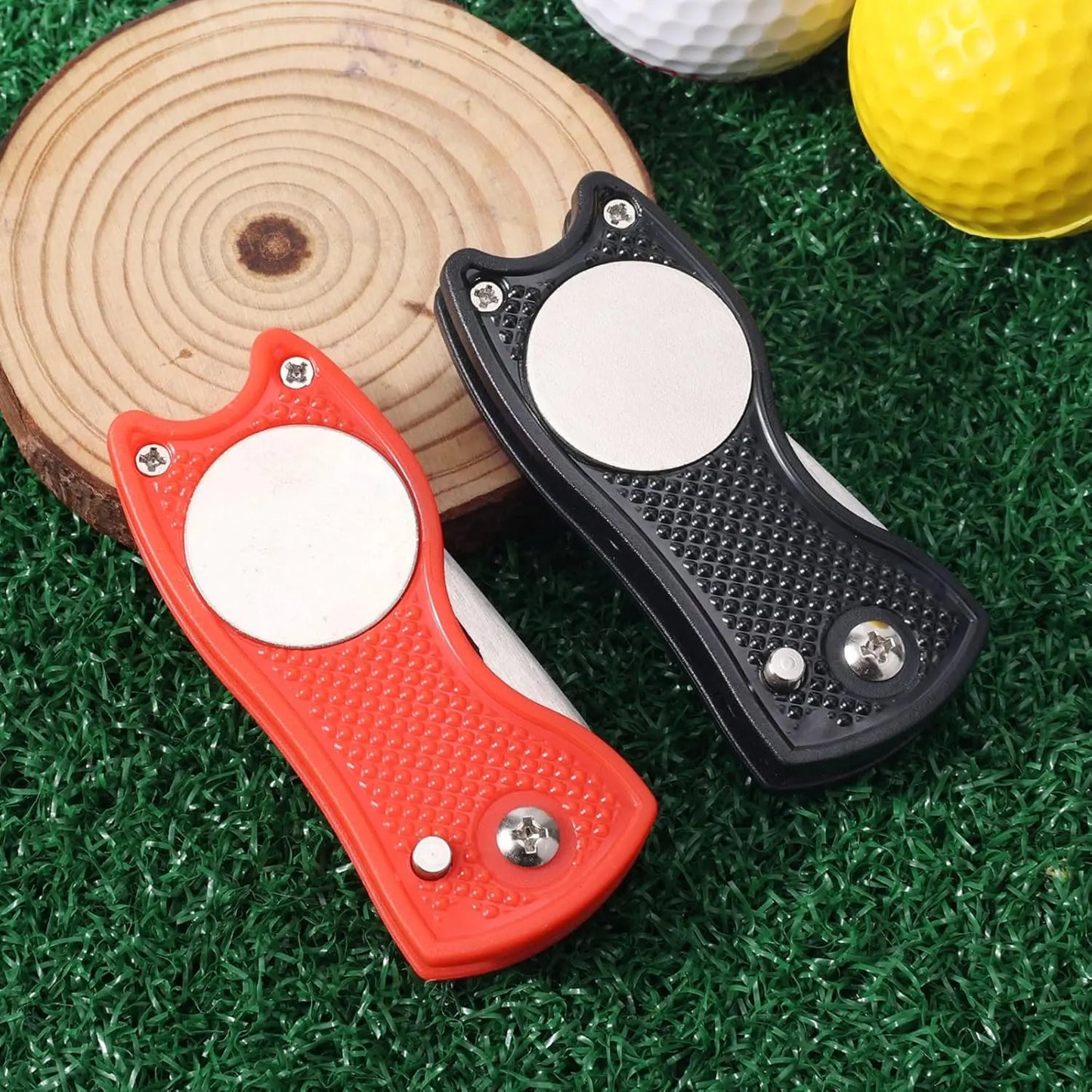 Foldable Metal Golf Divot Repair Tool with Magnetic Ball Marker – Green Course Accessory