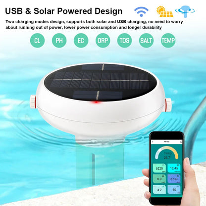 Tuya ZigBee 7 in 1 Chlorine Meter – PH, ORP, TDS, Salinity, Temp, and CL Test for Swimming Pool Water