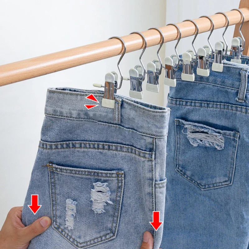 10pcs Stainless Steel Clothespins: Laundry Clothes Pegs with Hook - Portable Hanging Clothes Clips for Closet Organization