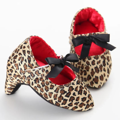 Newborn Baby Girl Princess Heels - Bow Party Crib Shoes for 0–5 Months