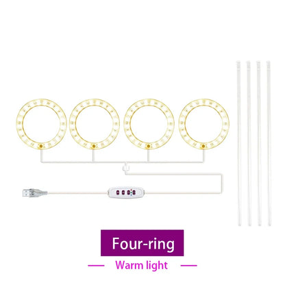 LED Full Spectrum Grow Light — USB 5V Adjustable Height Dimmable Lamp with Timer for Indoor Plants & Herbs