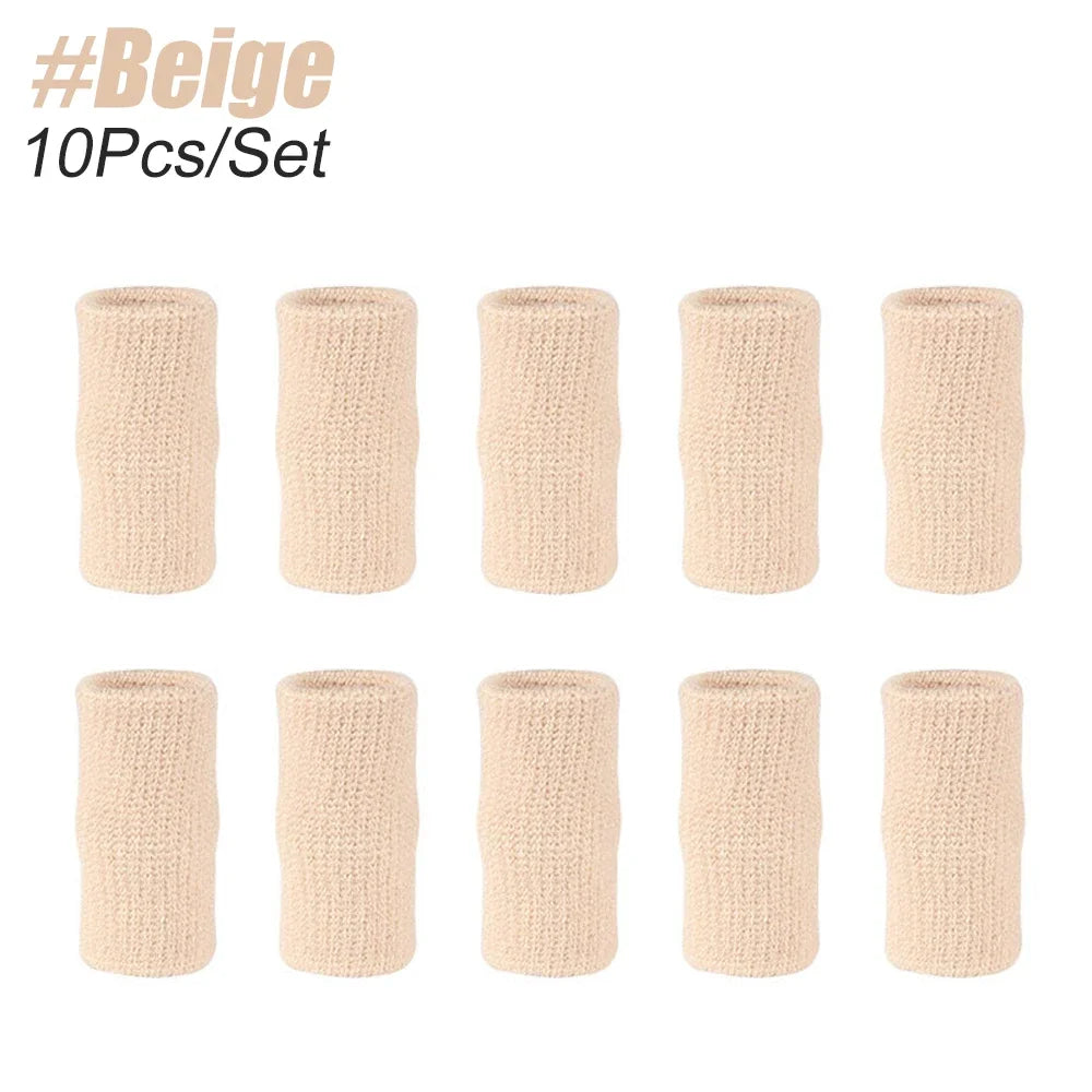 10Pcs Finger Sleeves Set – Soft Breathable Nylon Thumb Brace & Elastic Support Tape for Sports & Arthritis Relief