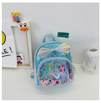 Disney Frozen Elsa & Anna Sequin Backpack - Glitter PU Leather School Bag for Girls, Kawaii Travel Backpack & Christmas Gift