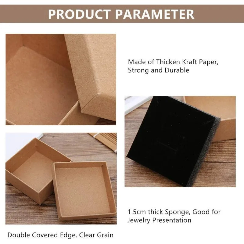 18 Pack Kraft Jewelry Gift Boxes 3.2x2x0.9" – Rectangle Cardboard Boxes for Necklace, Earrings & Rings