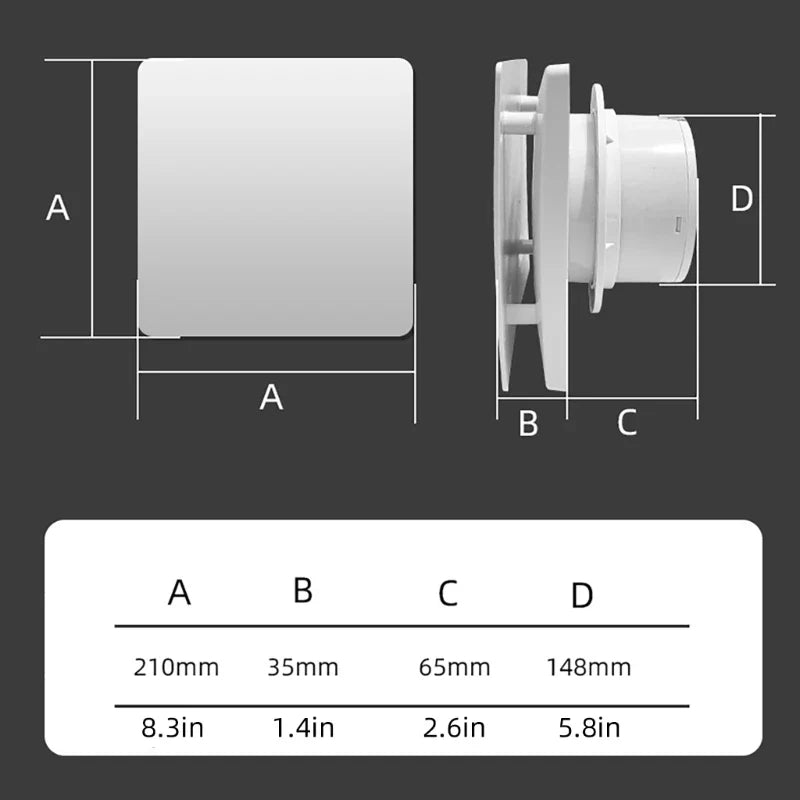 Remote Control Window & Wall Exhaust Fan — Low-Noise Kitchen & Bathroom Air Extractor Duct Ventilation Fan (KXRE)