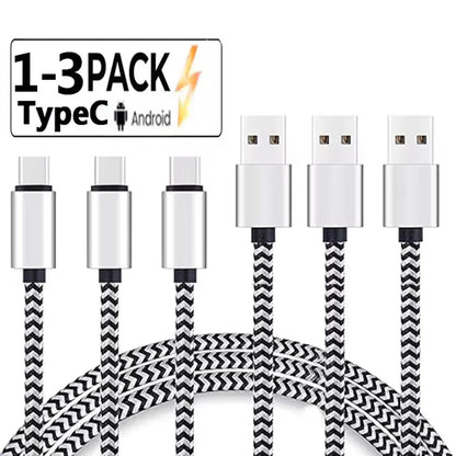 USB Type-C 2.4A Fast Charging Cable – Nylon Braided Data & Power Charger Wire for Huawei, Samsung & USB-C Compatible Devices